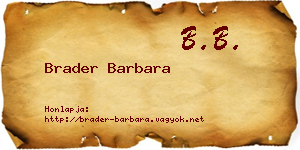 Brader Barbara névjegykártya